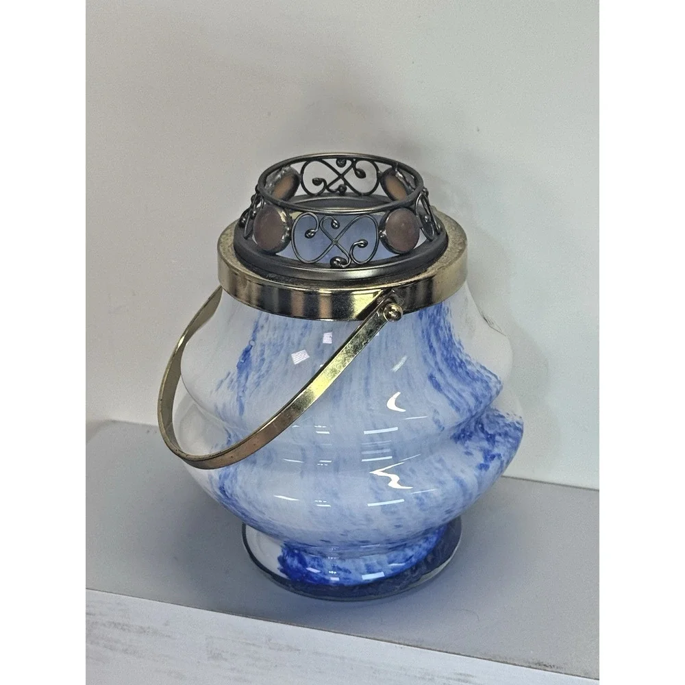 Vtg Handblown Art Glass‎ Mery Bomboniere Lavorazione a Mano Italy Candle Lantern